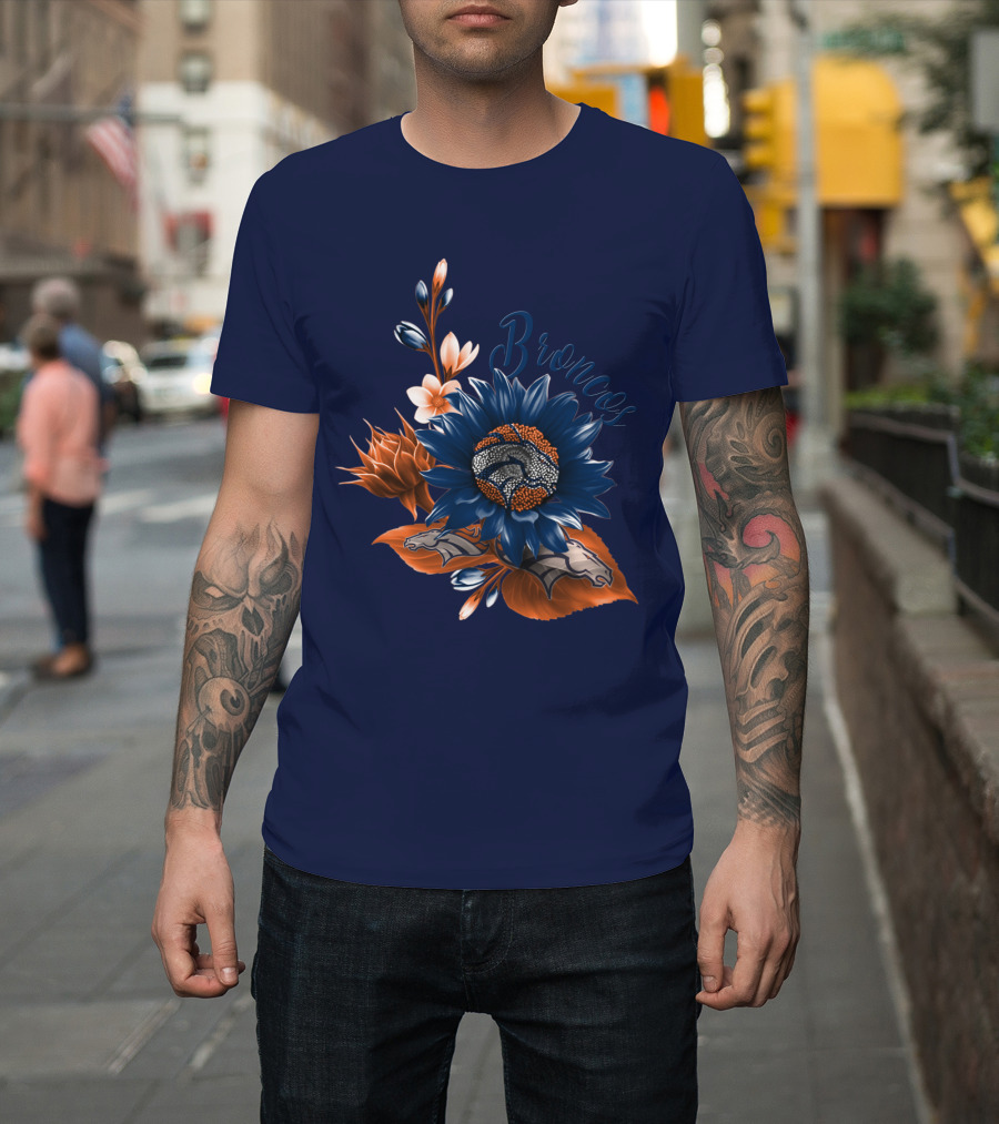 Broncos Floral Design With Team Logo Elements T-Shirt