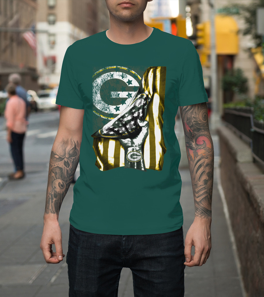 Green Bay Packers American Flag Pride T-Shirt