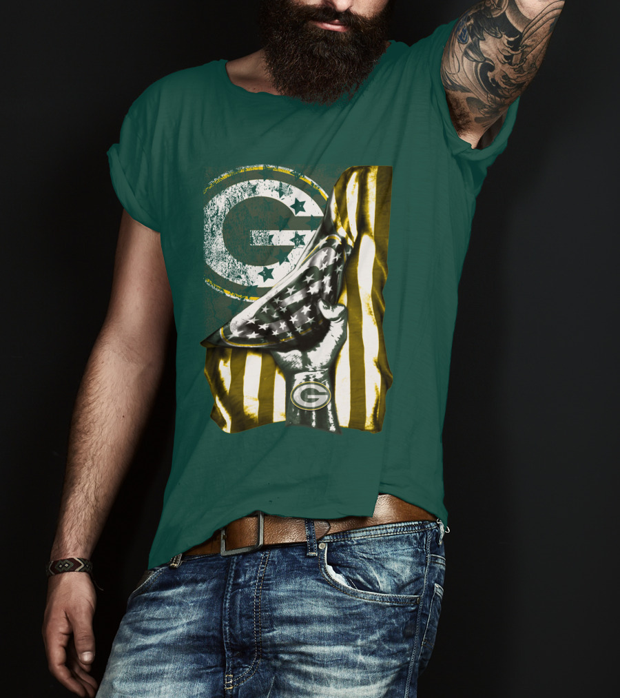 Green Bay Packers American Flag Pride T-Shirt