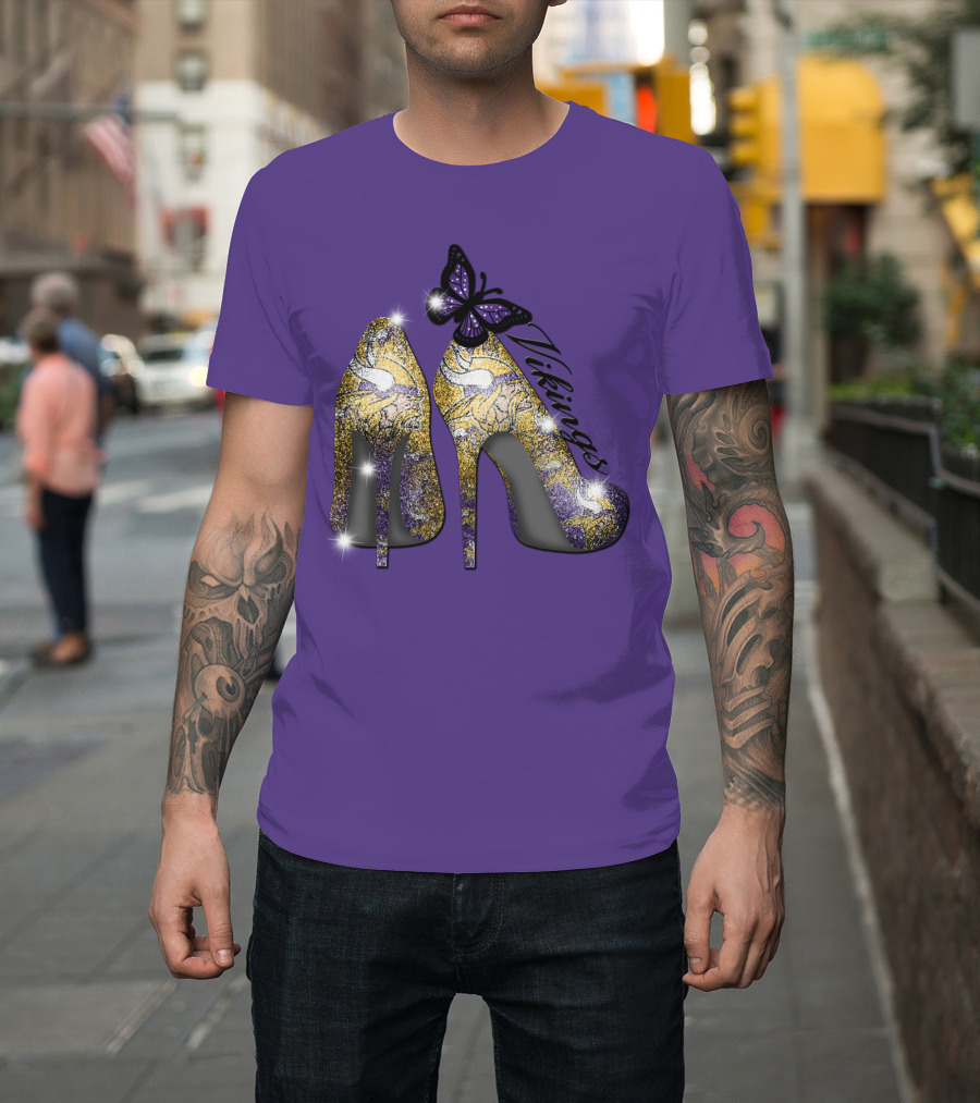 Minnesota Vikings High Heels Butterfly Sparkle T-Shirt