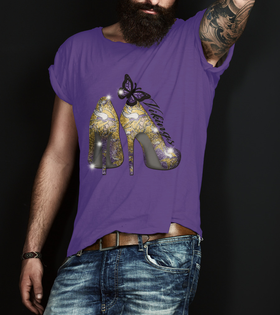 Minnesota Vikings High Heels Butterfly Sparkle T-Shirt
