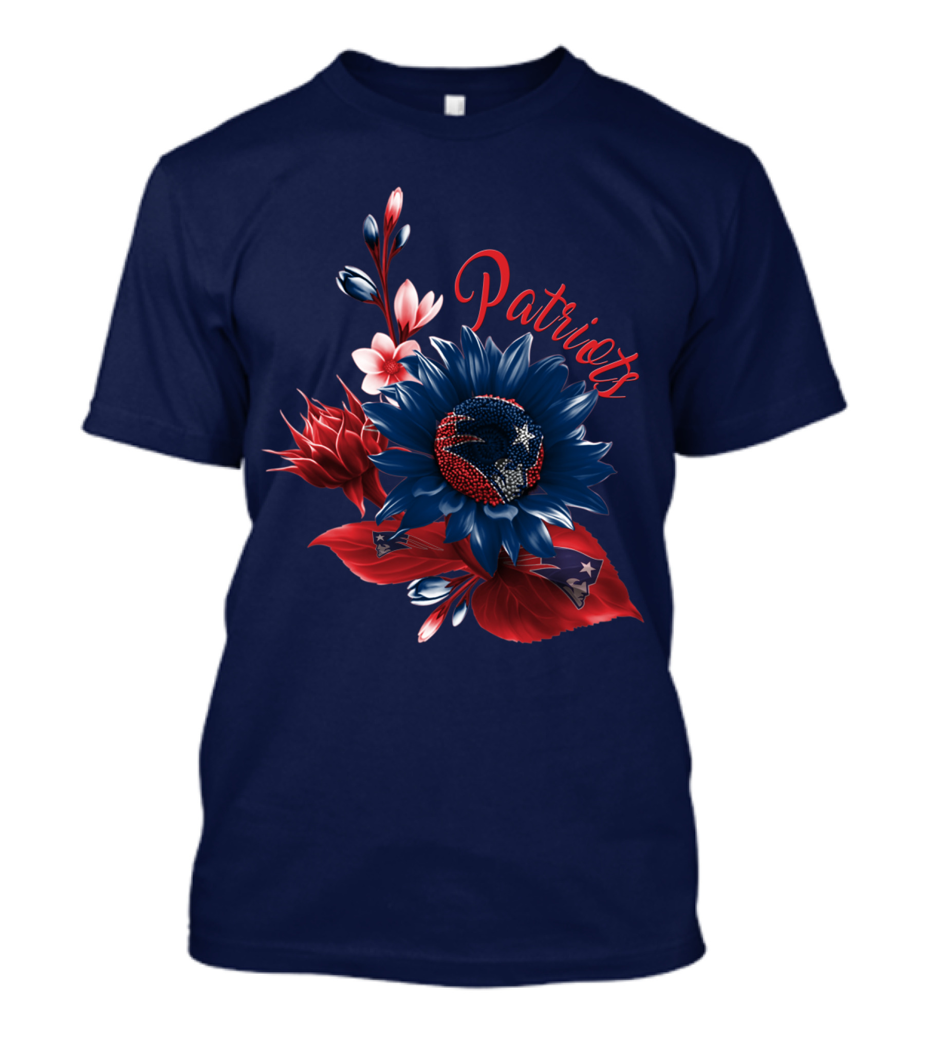 Patriots Floral Design With New England Football Theme T-Shirt