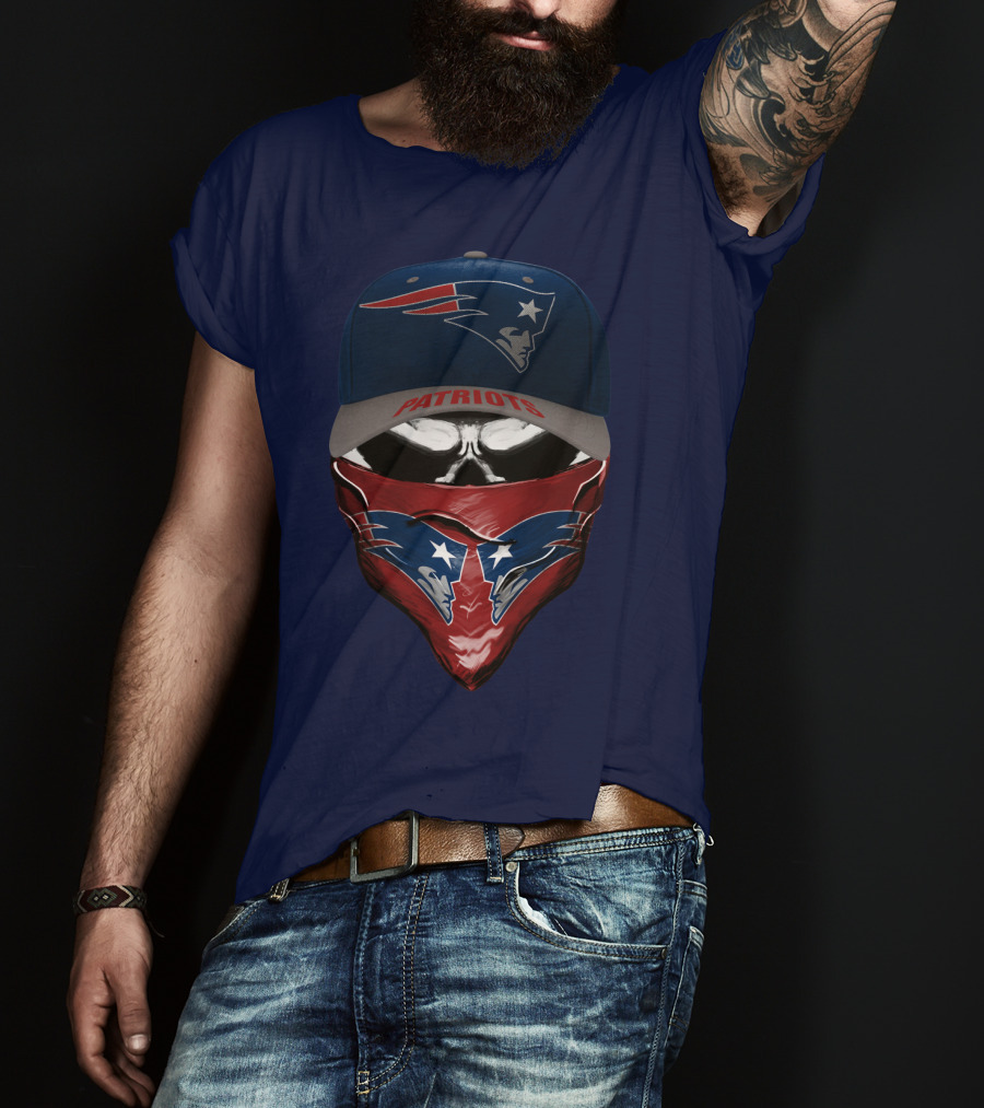 New England Patriots Cap And Skull Bandana T-Shirt