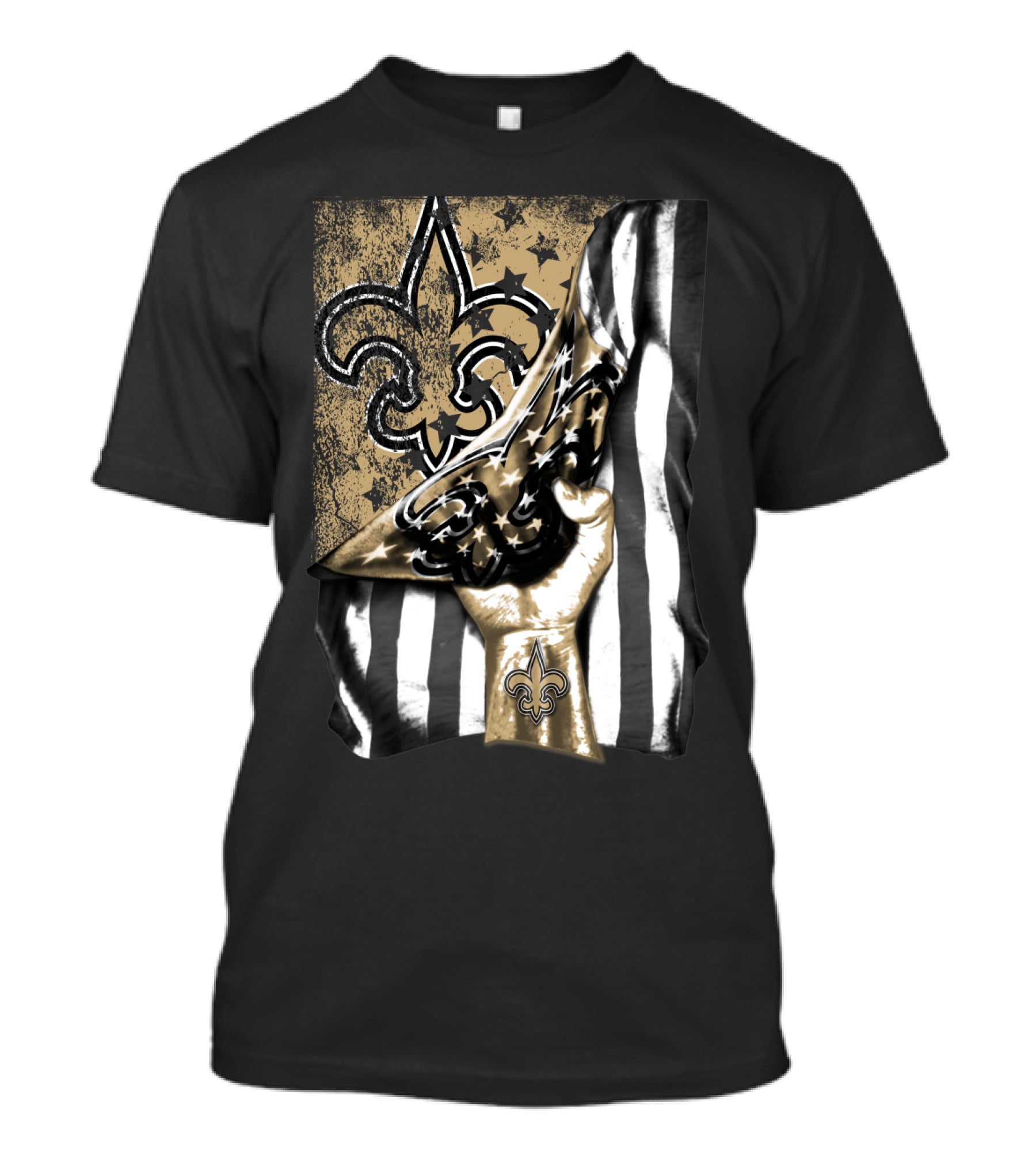 New Orleans Saints Fleur-De-Lis American Flag Fan Pride T-Shirt