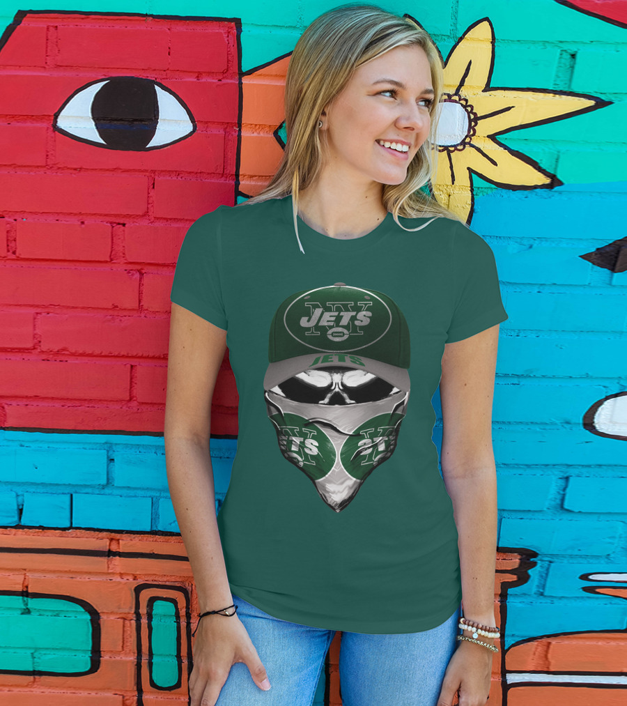 New York Jets Football Fan Mask And Cap Set T-Shirt