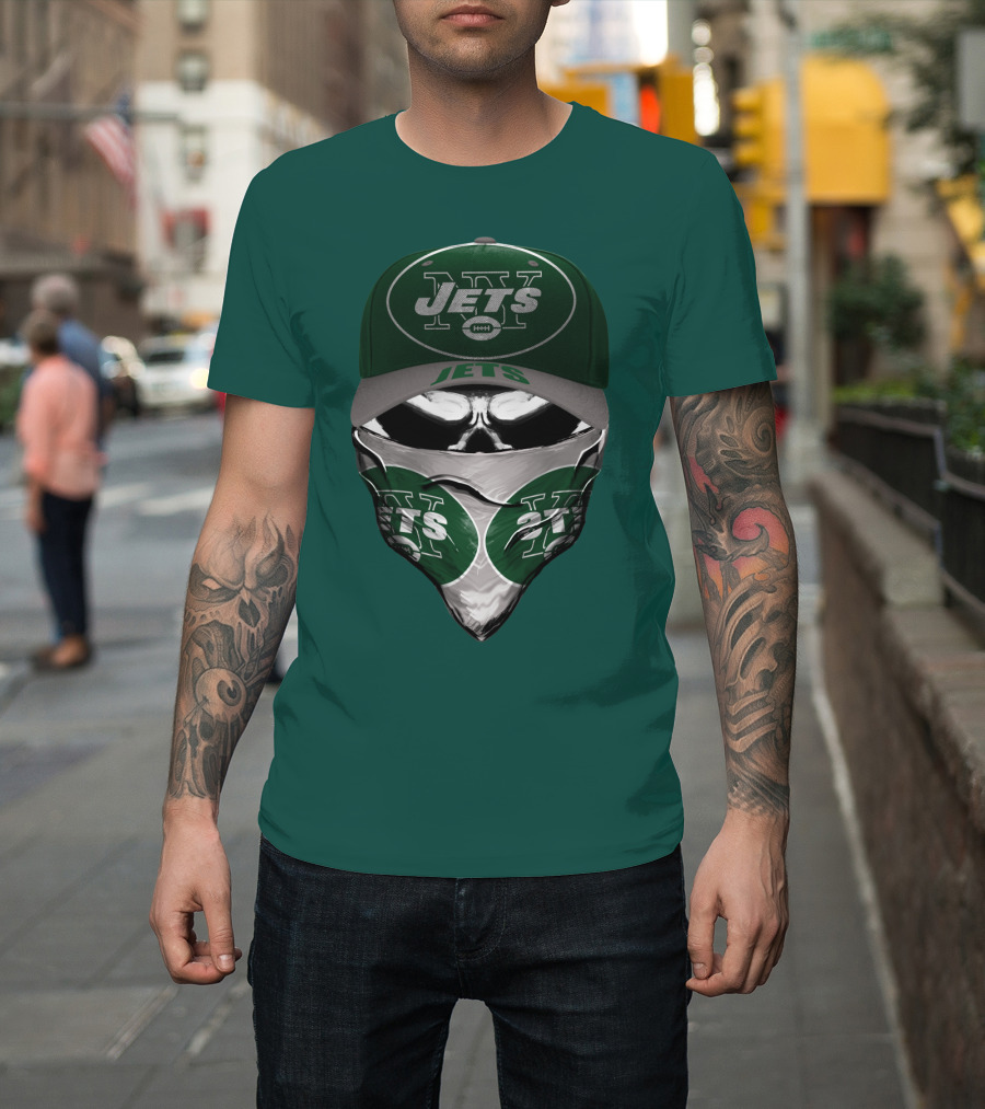 New York Jets Football Fan Mask And Cap Set T-Shirt