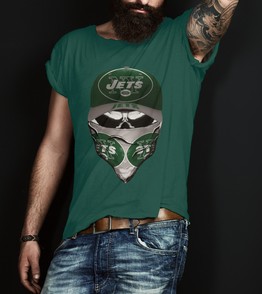 New York Jets Football Fan Mask And Cap Set T-Shirt