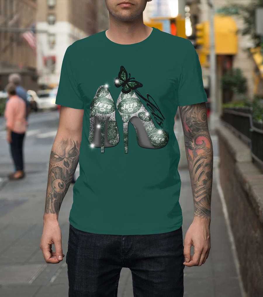 Jets Football High Heels With Butterfly T-Shirt
