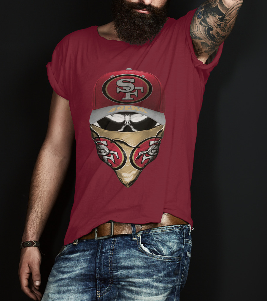 San Francisco 49ers Sf Logo Embroidered Cap And Bandana Combo T-Shirt