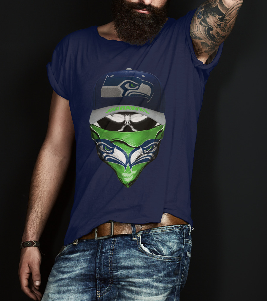 Seattle Seahawks Logo Hat And Bandana T-Shirt