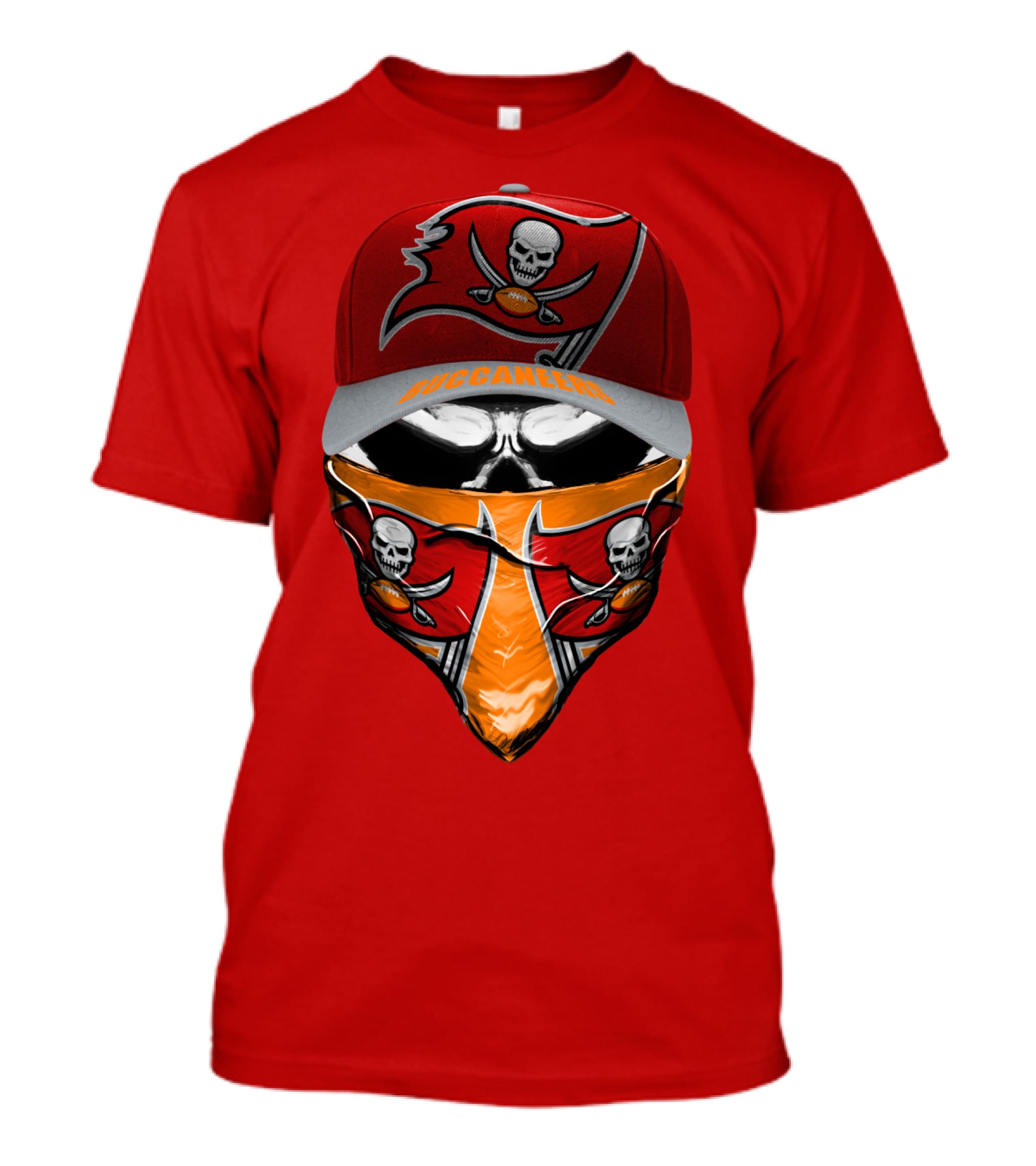 Buccaneers Skull Logo Hat And Bandana Red T-Shirt