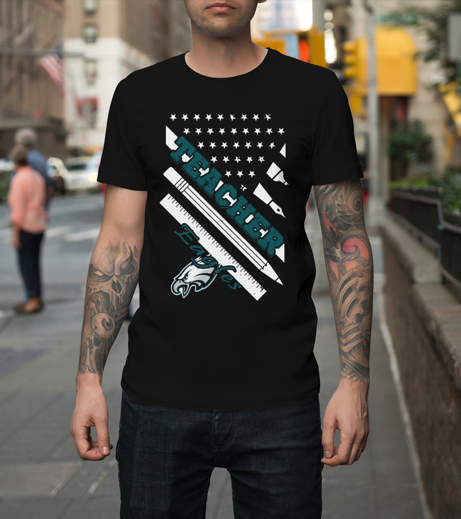 Philadelphia Eagles Teacher Usa Flag T-Shirt