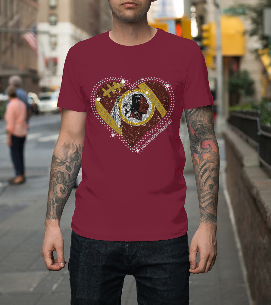 Washington Redskins Heart Football T-Shirt