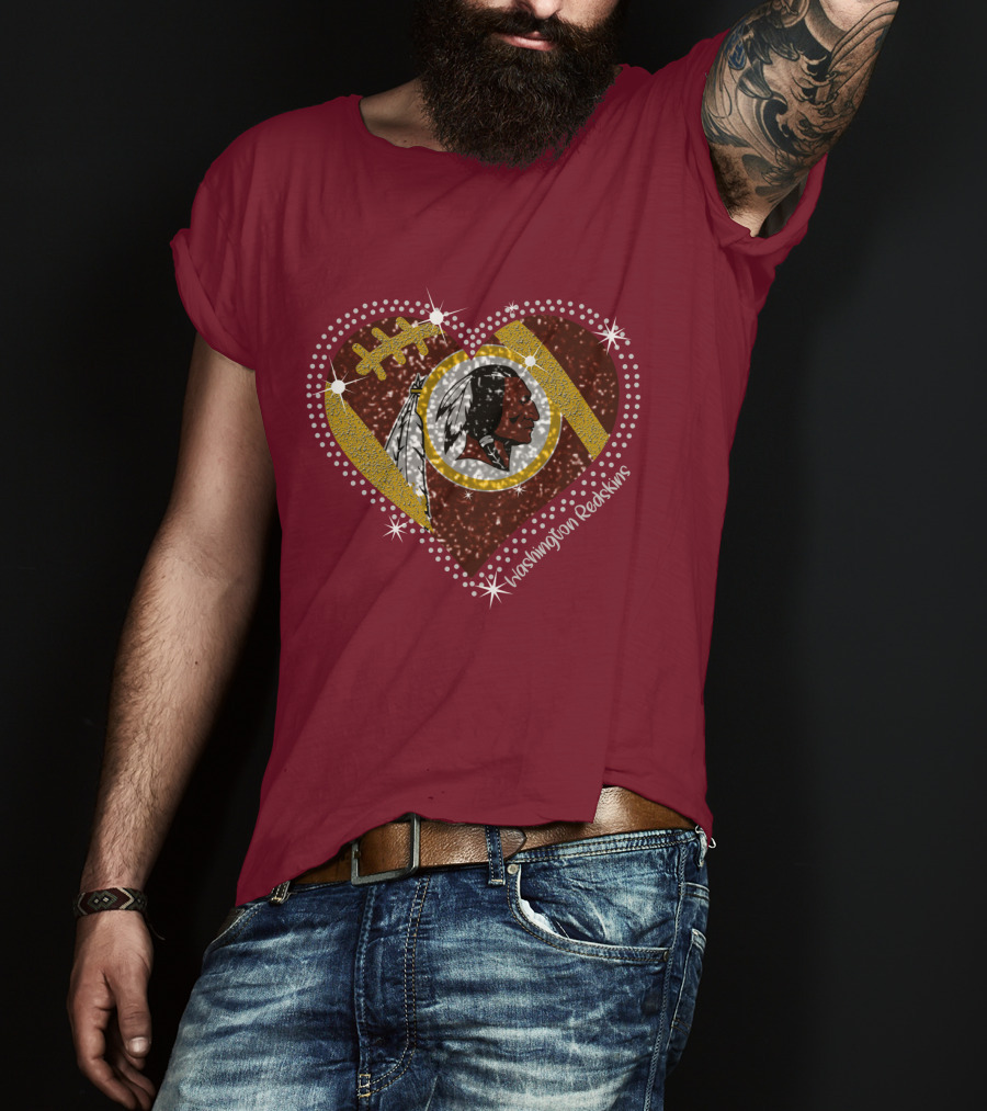 Washington Redskins Heart Football T-Shirt
