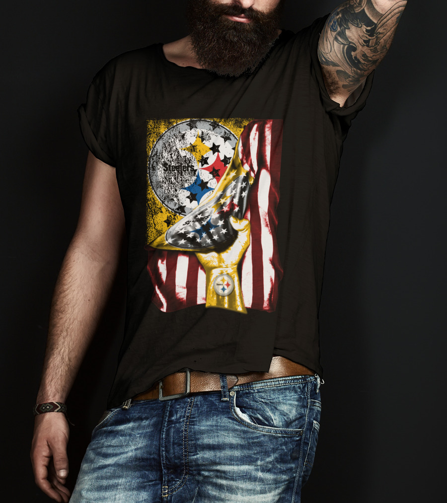 Pittsburgh Steelers American Flag Trophy T-Shirt