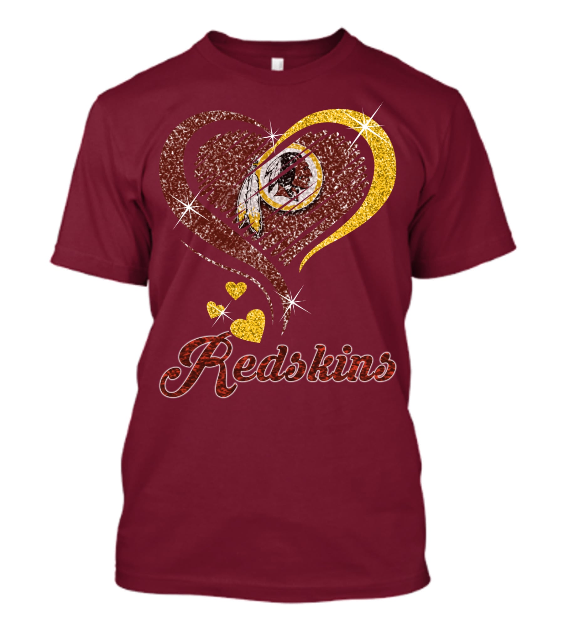 Redskins Heart Gold Football Team T-Shirt