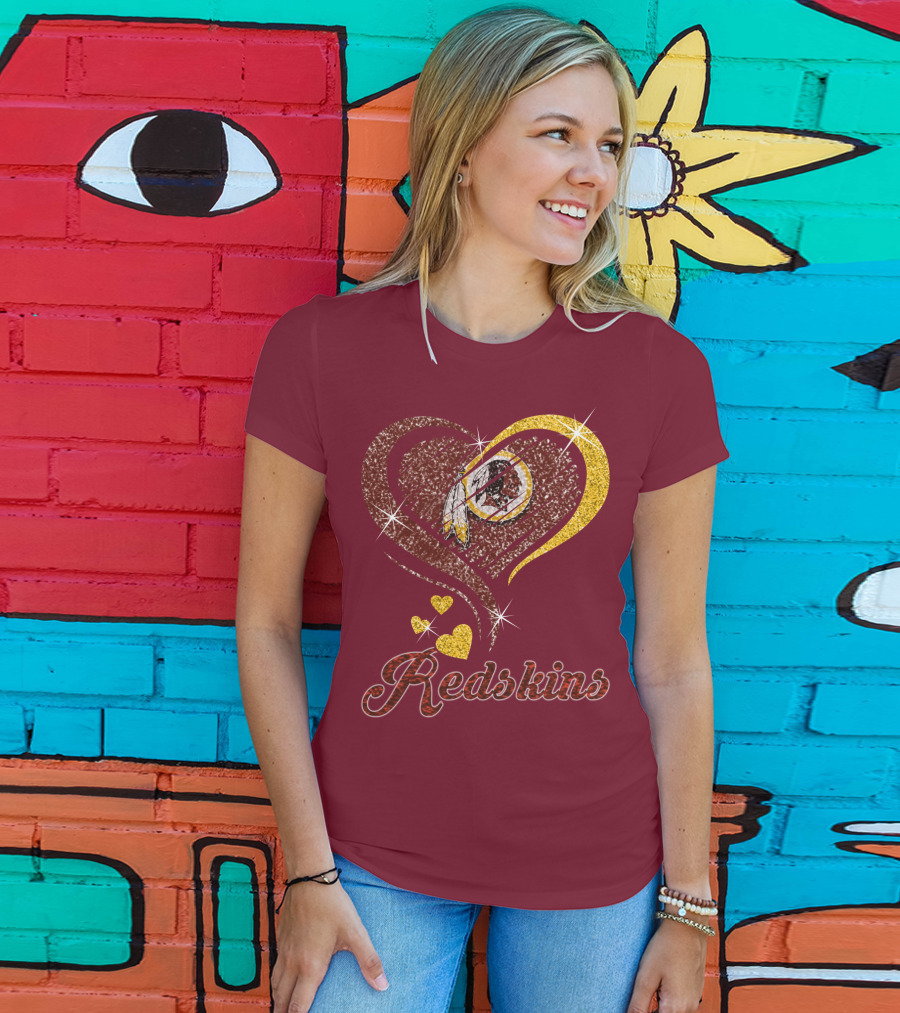 Redskins Heart Gold Football Team T-Shirt