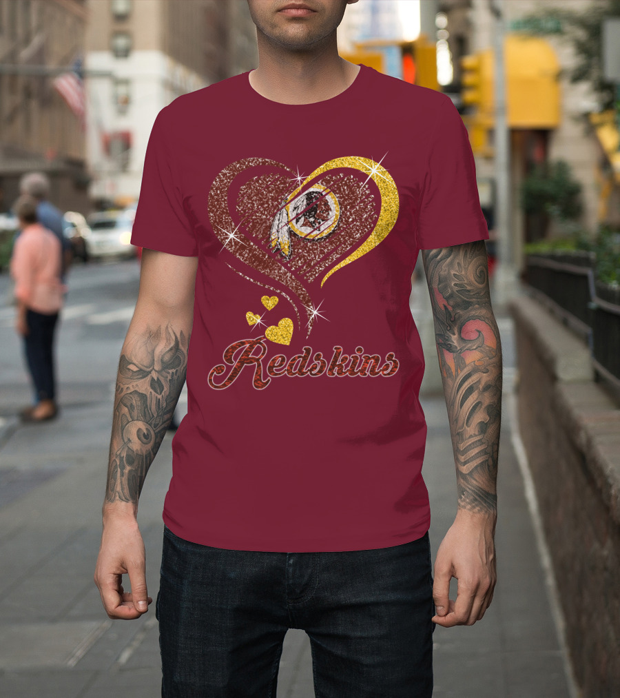 Redskins Heart Gold Football Team T-Shirt