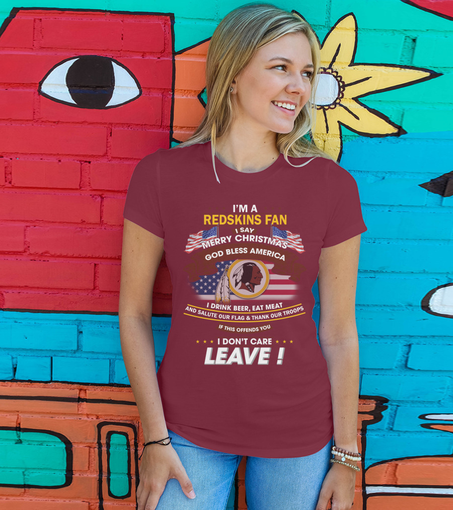 I'm A Redskins Fan Merry Christmas God Bless America T-Shirt