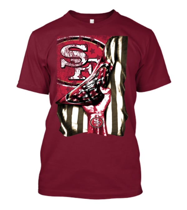San Francisco 49ers Sf Hand Flag Stars Stripes T-Shirt