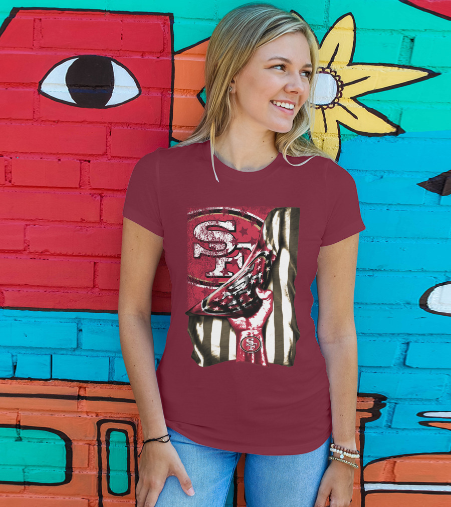 San Francisco 49ers Sf Hand Flag Stars Stripes T-Shirt