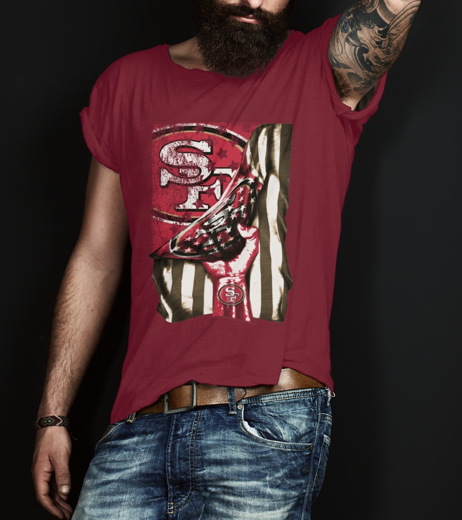 San Francisco 49ers Sf Hand Flag Stars Stripes T-Shirt