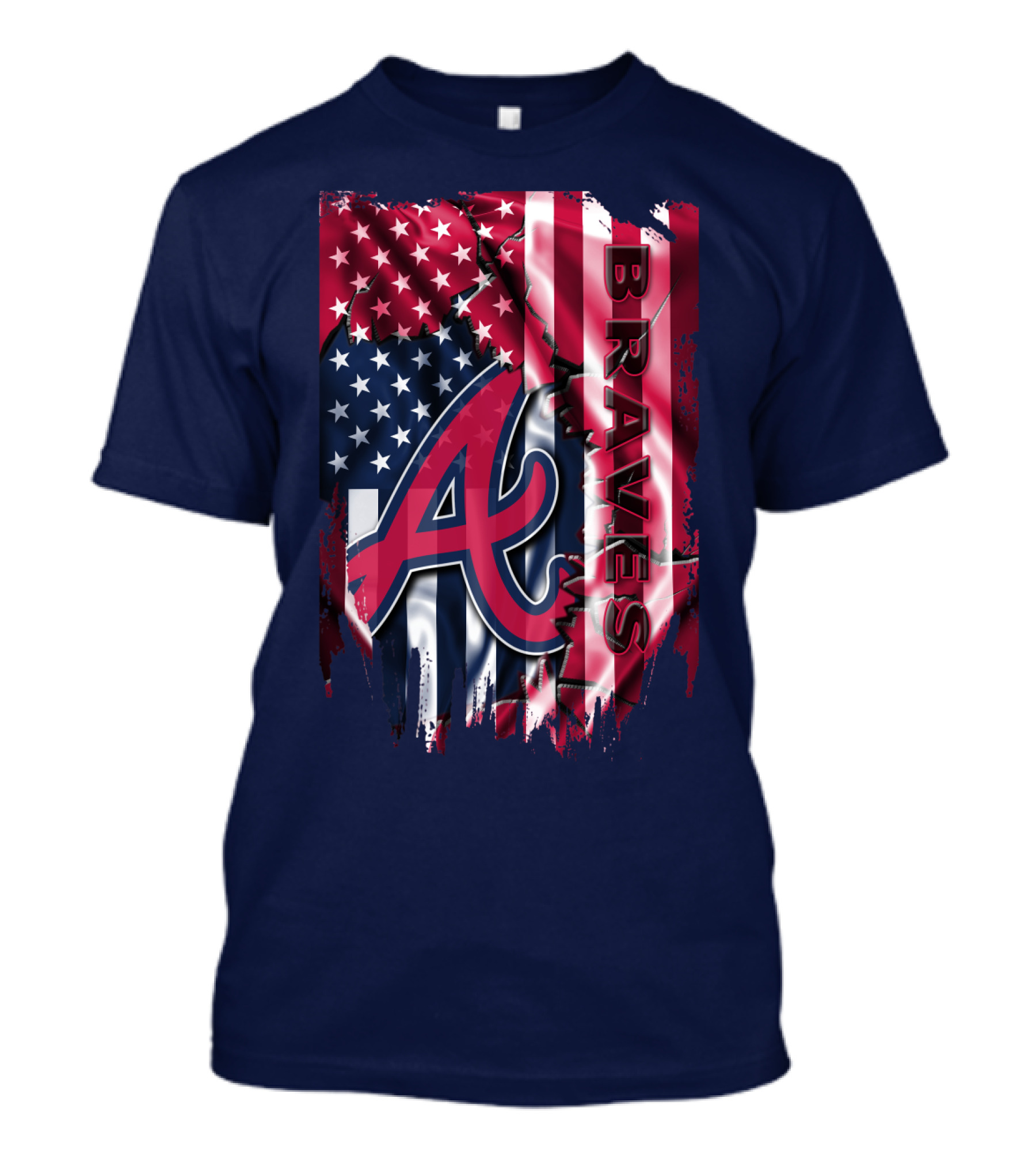 Atlanta Braves American Flag Grunge Style T-Shirt