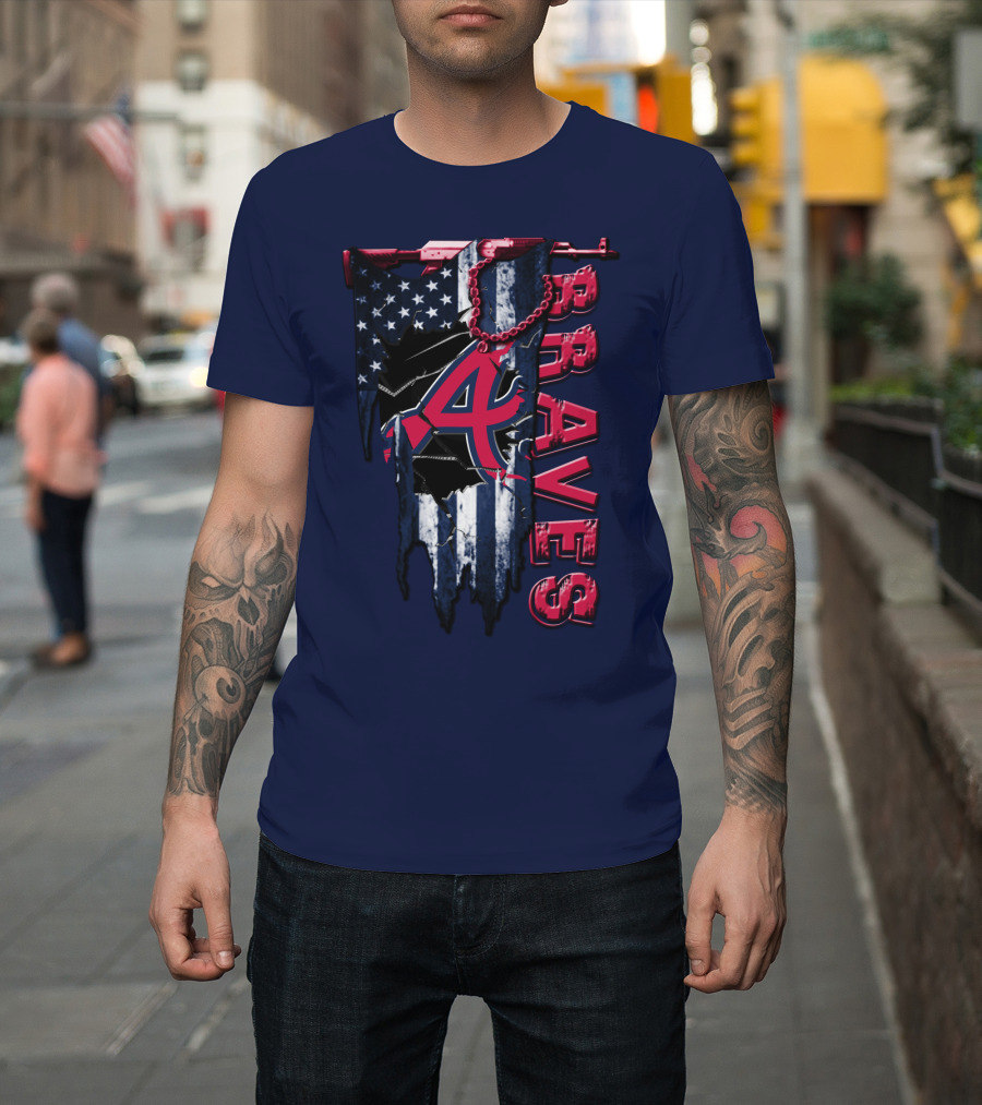 Atlanta Braves Patriotic Logo American Flag T-Shirt