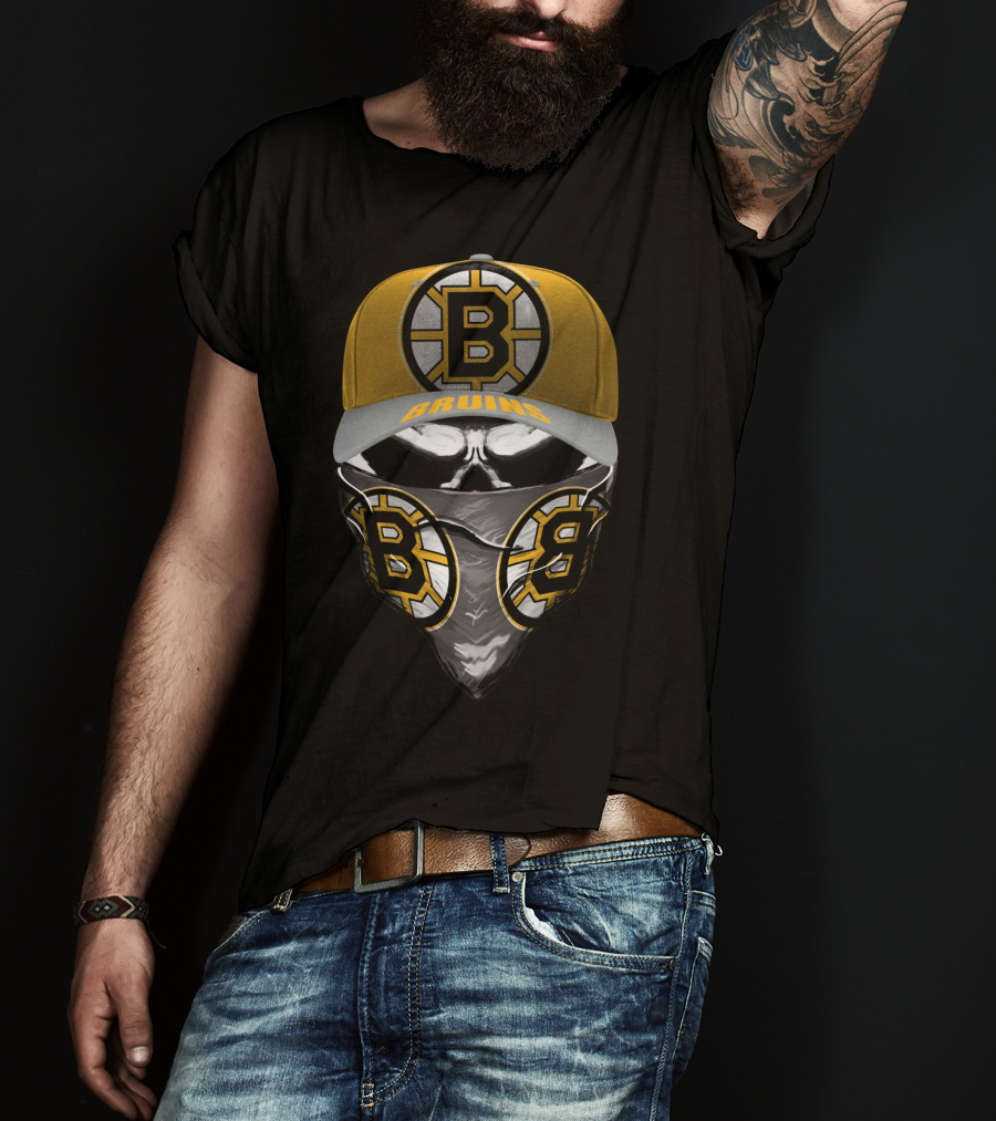 Boston Bruins Hat And Bandana Set With Iconic B T-Shirt