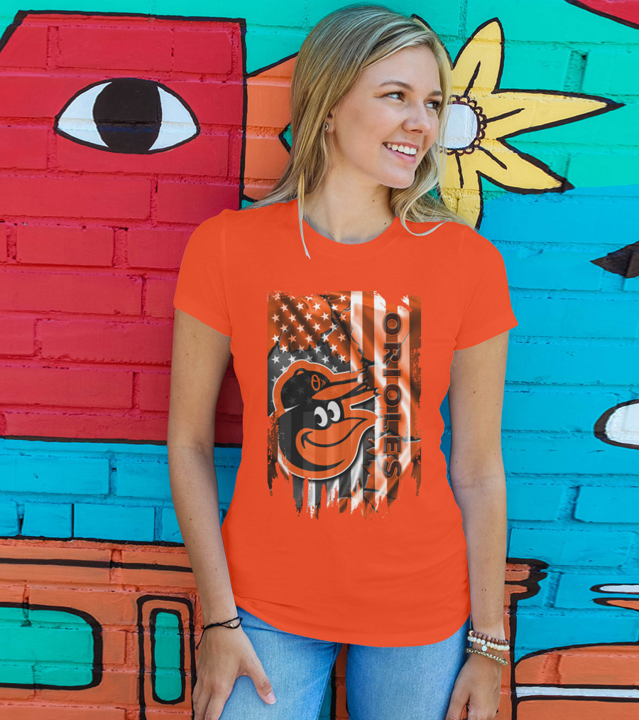 Baltimore Orioles American Flag Bird T-Shirt