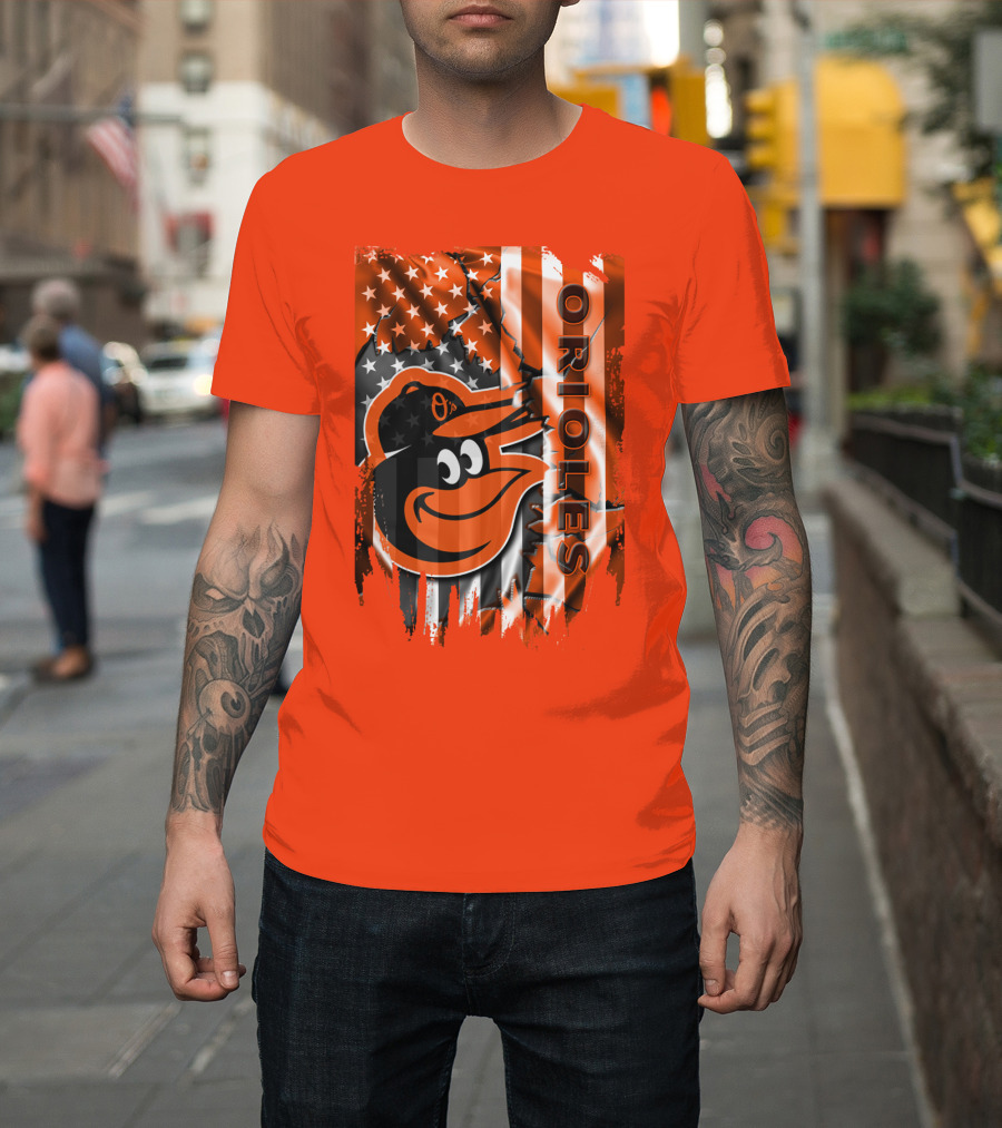 Baltimore Orioles American Flag Bird T-Shirt