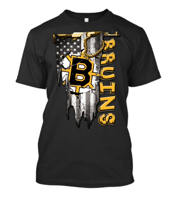 Boston Bruins American Flag Distressed Style T-Shirt