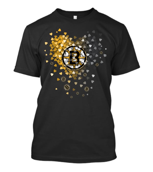 Boston Bruins Heart-Inspired Logo And Symbol Design With Colorful Hearts T-Shirt