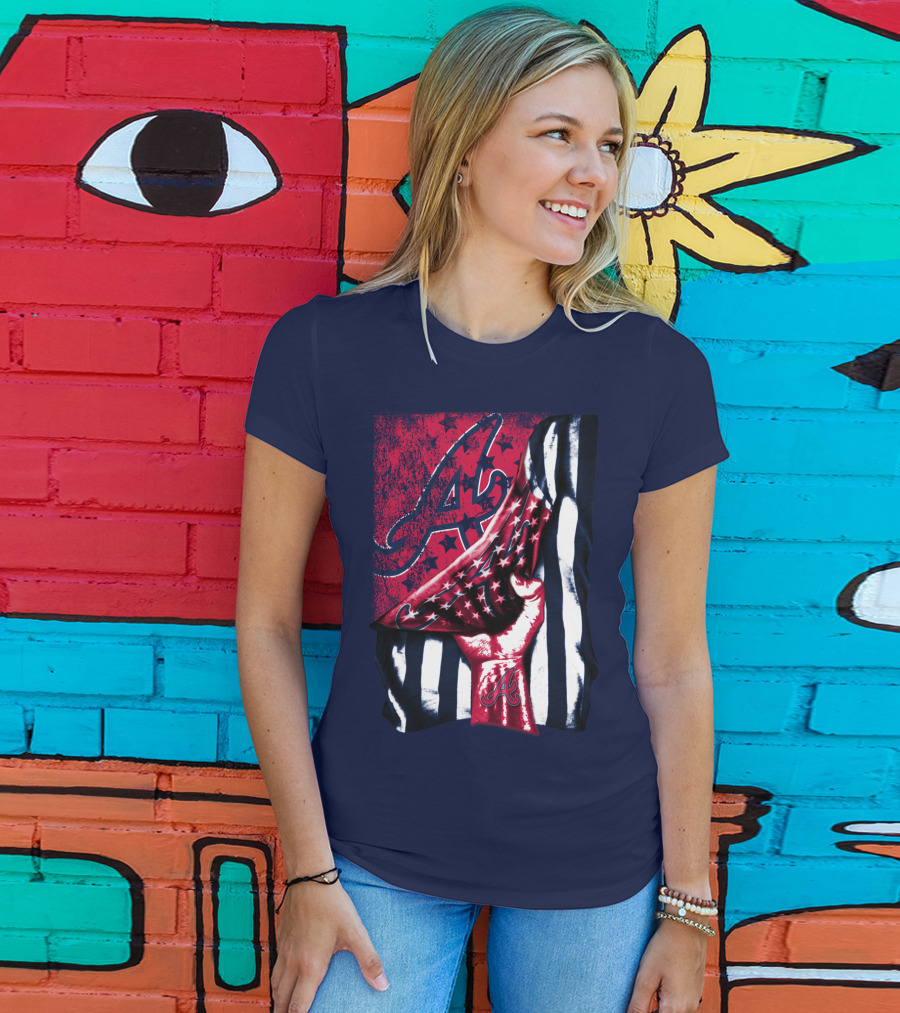 Atlanta Braves A Logo Stars And Stripes Flag T-Shirt