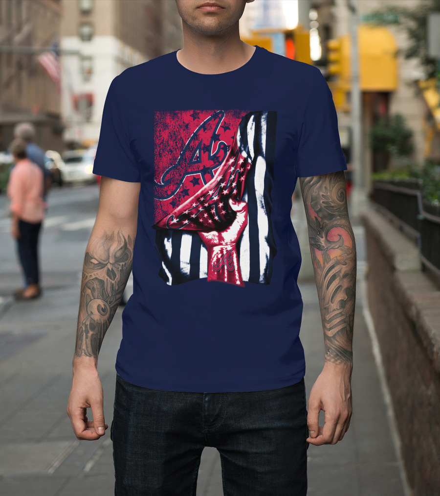 Atlanta Braves A Logo Stars And Stripes Flag T-Shirt