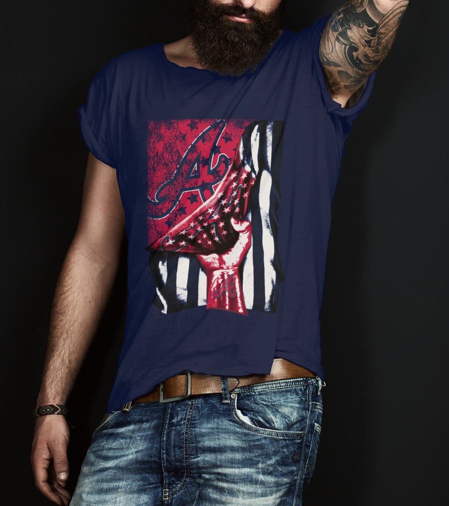 Atlanta Braves A Logo Stars And Stripes Flag T-Shirt