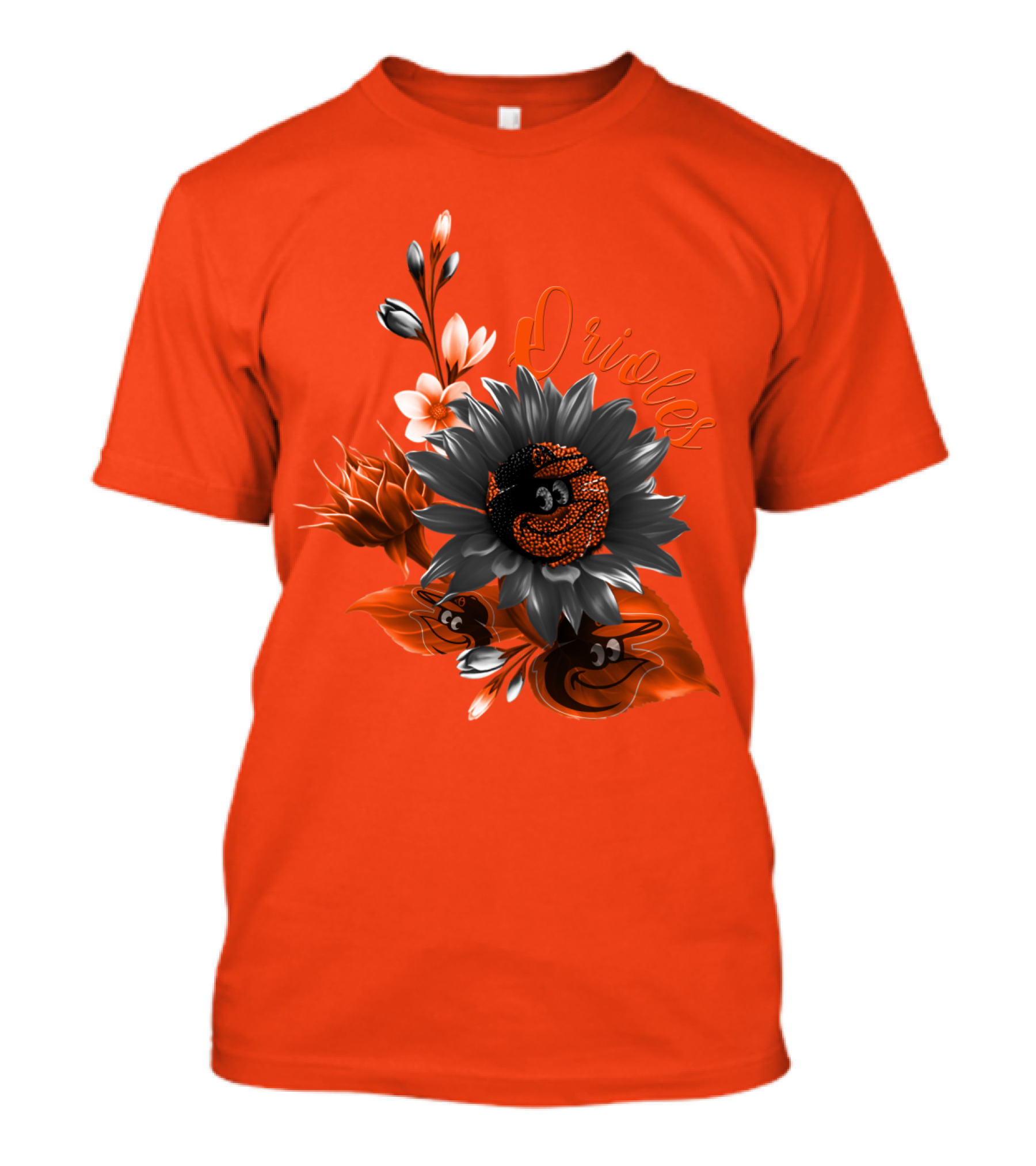 Orioles Sunflower Floral Design Baltimore Orioles T-Shirt