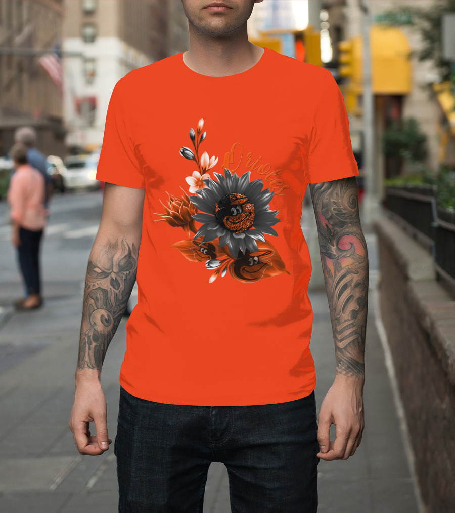 Orioles Sunflower Floral Design Baltimore Orioles T-Shirt