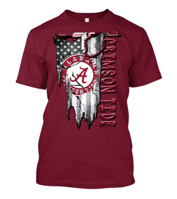 Alabama Crimson Tide American Flag Distressed T-Shirt