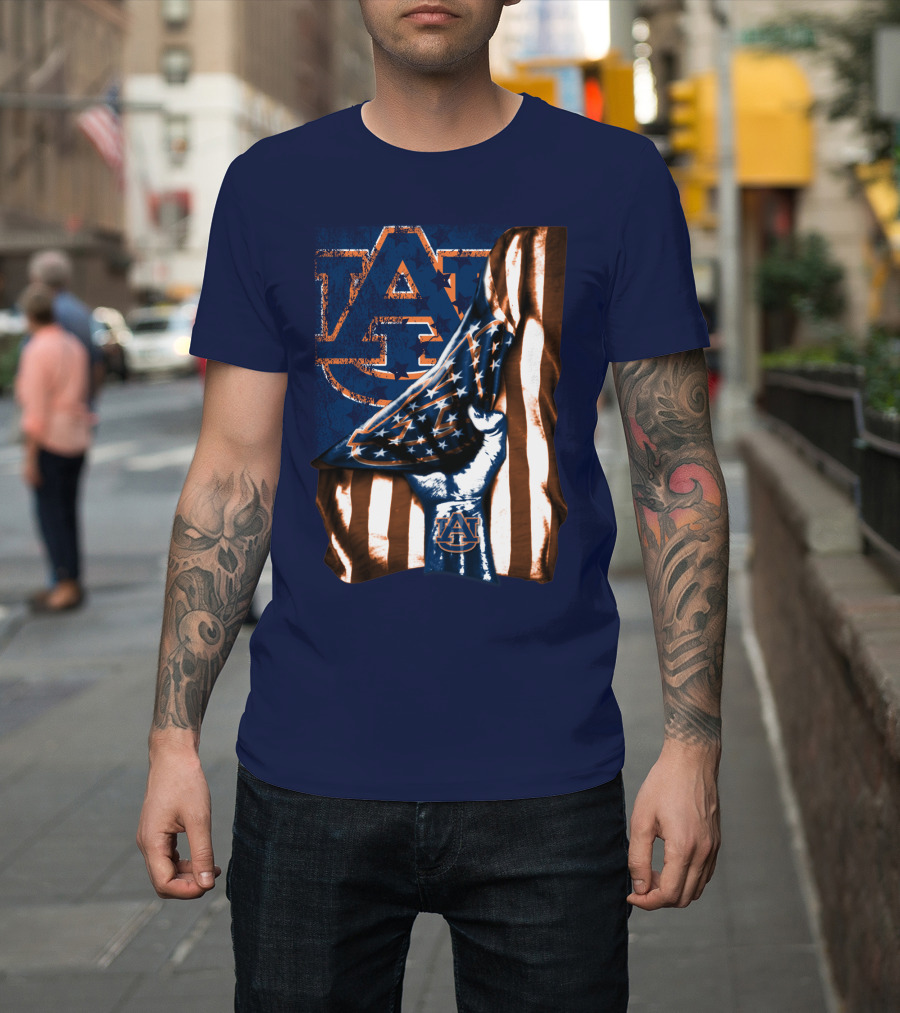 Auburn Tigers American Flag Hand Symbol With Au T-Shirt