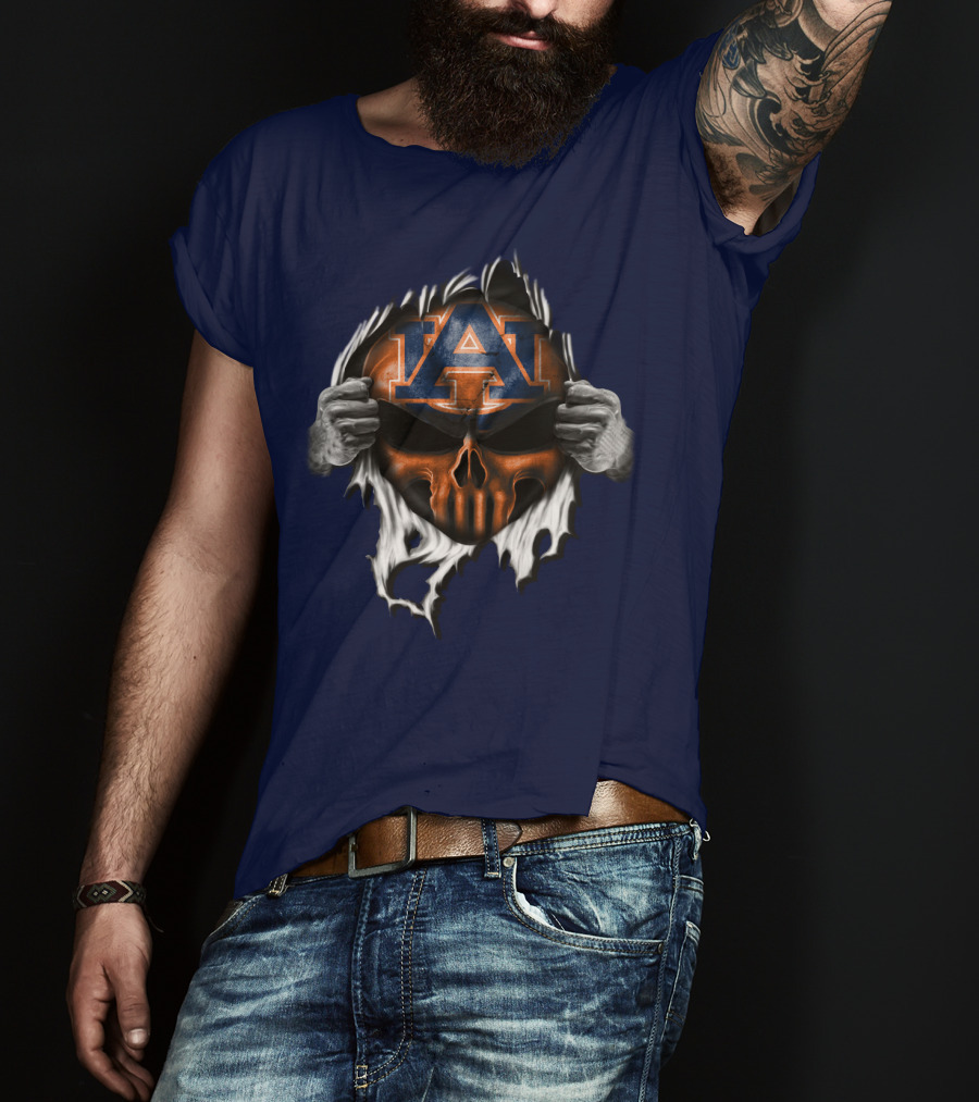 Auburn Tigers Skull Face Peel T-Shirt