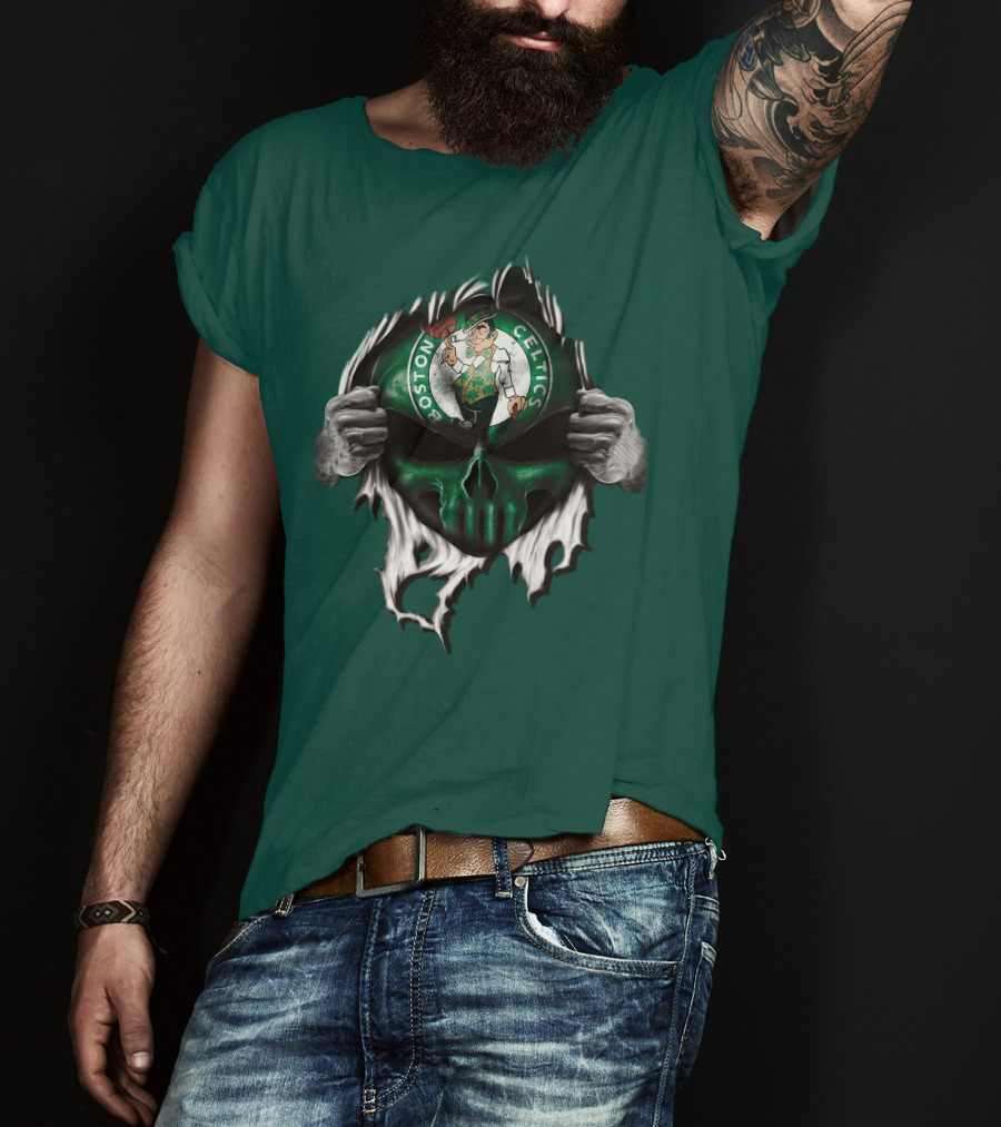 Boston Celtics Skull And Leprechaun Emblem T-Shirt