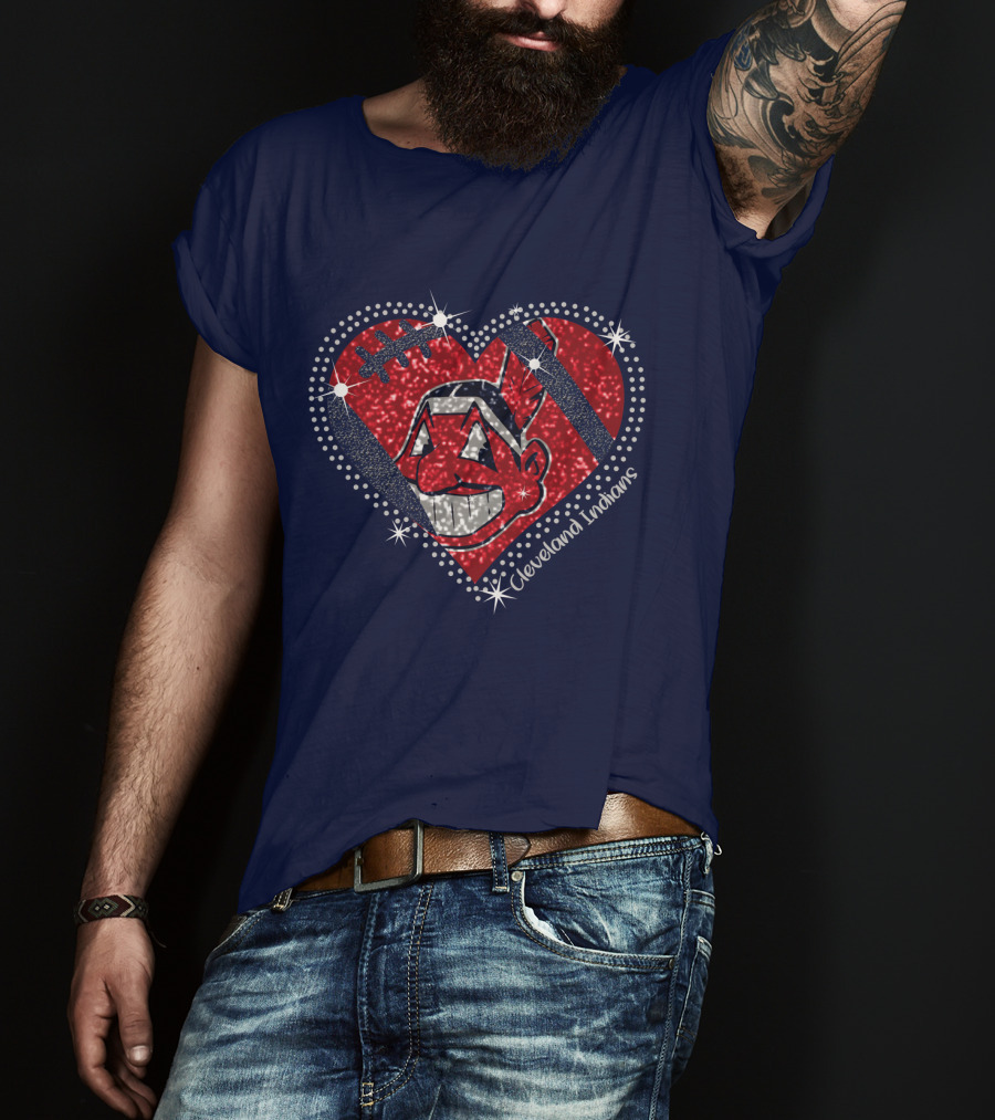 Cleveland Indians Heart Design With Effect T-Shirt