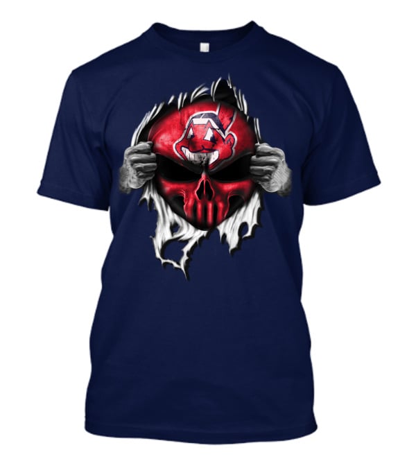 Cleveland Indians Skull Mask Ripping T-Shirt