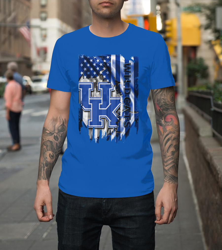 Kentucky Wildcats American Flag Tribute Uk T-Shirt