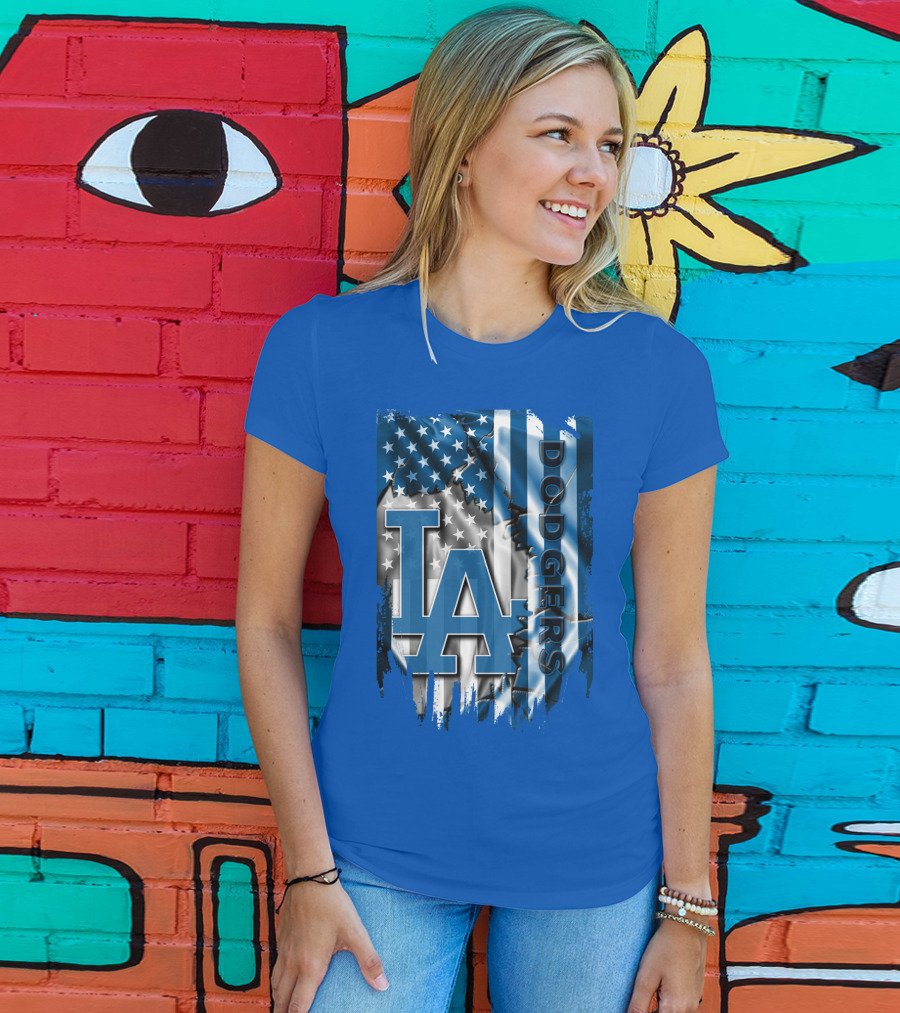 La Dodgers American Flag Blue T-Shirt