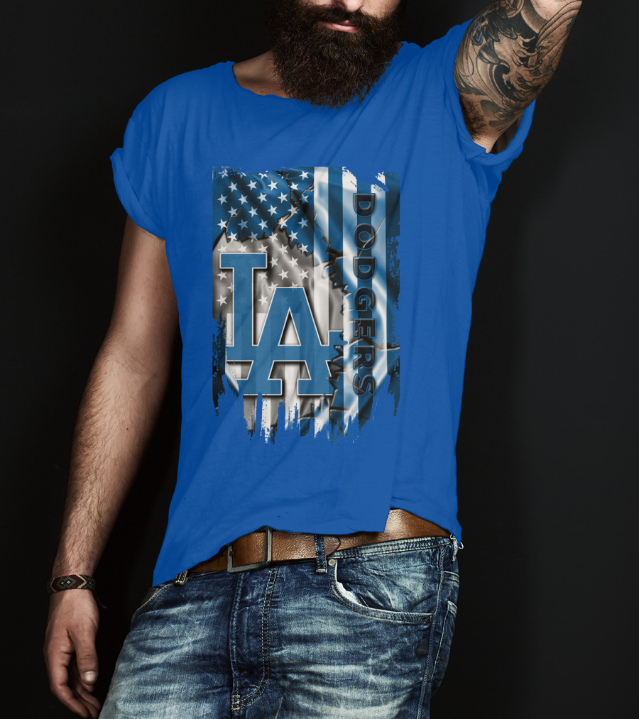 La Dodgers American Flag Blue T-Shirt