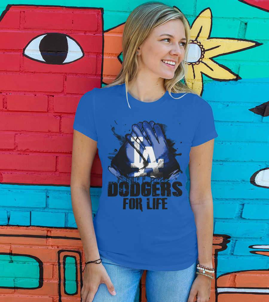 La Dodgers For Life Blue Graphic Featuring Iconic Logo With Hands T-Shirt