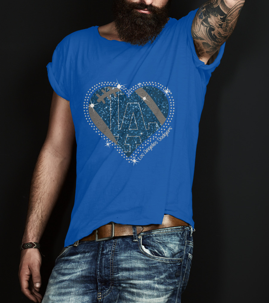 Los Angeles Dodgers Heart Sparkle La Football Stars T-Shirt
