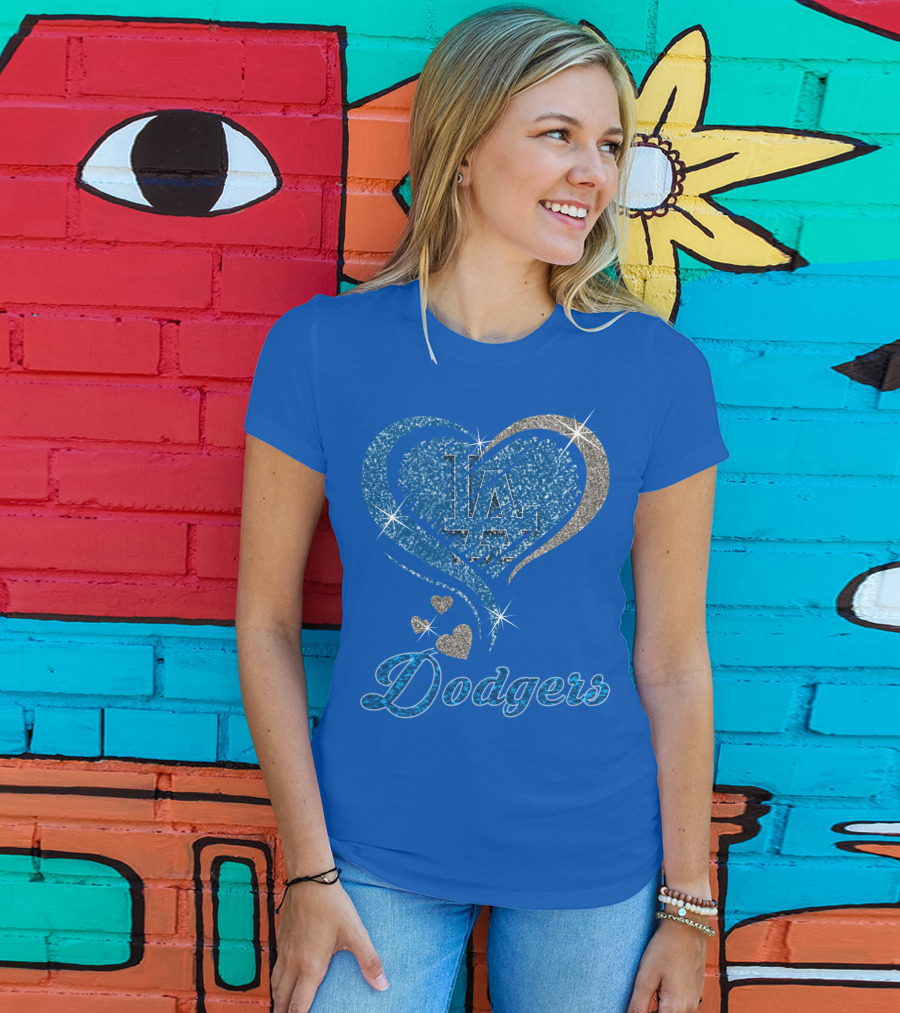 Los Angeles Dodgers Heart Logo Mlb Fan T-Shirt